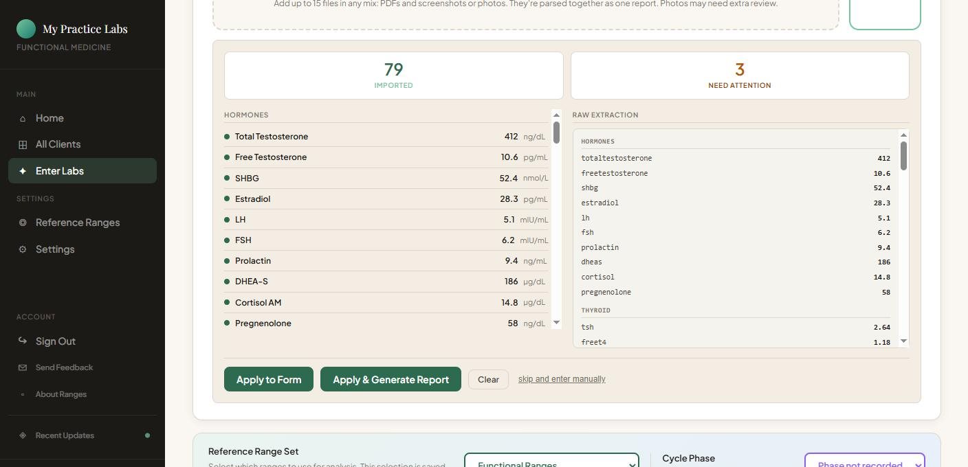 Lab results imported and ready for review